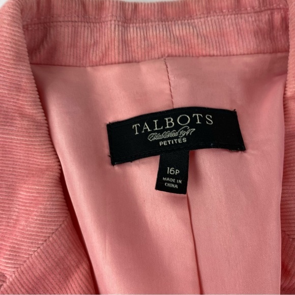 Talbots Womens 16P Coral/Pink Corduroy Blazer Spring Casual - Picture 5 of 6